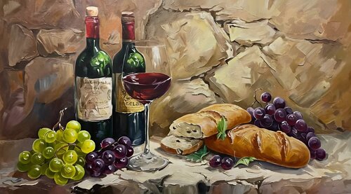 Oil Painting “Wine Story” di Evgeniya Duvakina, Pittura in vendita su Singulart