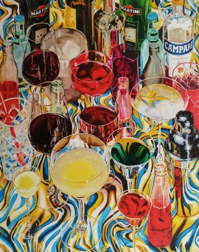 Bar in Motion — oil painting on canvas, premium quality de Evgeniya Duvakina, Pintura a la venta en Singulart