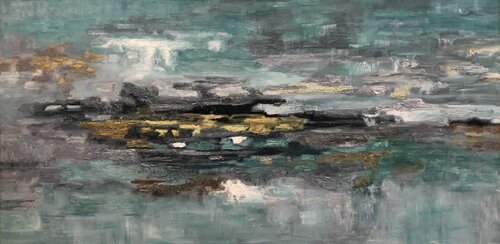 "Emerald Stillness" — oil painting on canvas, premium quality par Evgeniya Duvakina, Peinture en vente sur Singulart