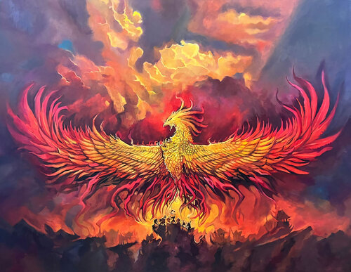 "Phoenix Fire – Best Symbol of Rebirth" di Evgeniya Duvakina, Pittura in vendita su Singulart