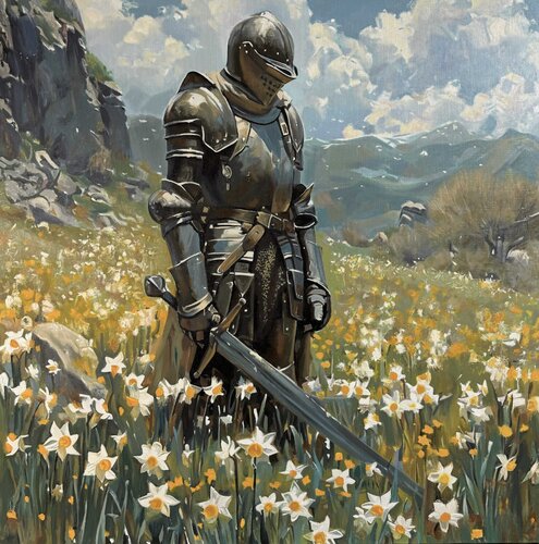 “Knight  the Brave  – Oil on Canvas, Premium Collectible” par Evgeniya Duvakina, Peinture en vente sur Singulart