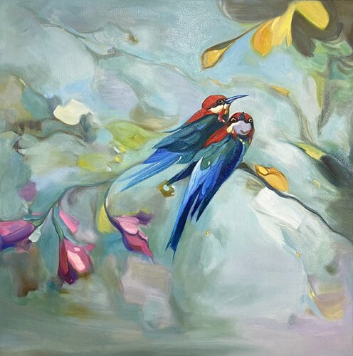 "Whispers of Sky Love" premium painting di Evgeniya Duvakina, Pittura in vendita su Singulart