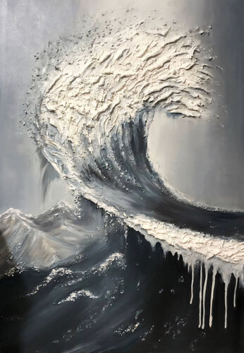 "Breath of the Ocean" — original oil painting, modern sea texture, energy of water von Evgeniya Duvakina, Malerei kaufen auf Singulart