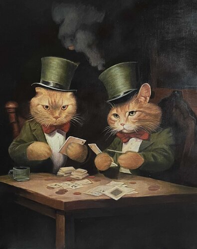 Oil painting "The Gentlemen’s Game" – museum quality de Evgeniya Duvakina, Pintura a la venta en Singulart
