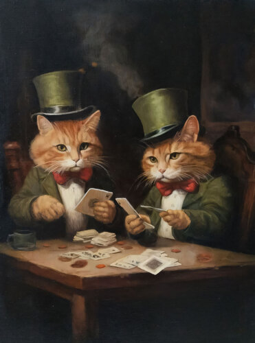 Painting "Gentlemen at Play" Museum Quality von Evgeniya Duvakina, Malerei kaufen auf Singulart