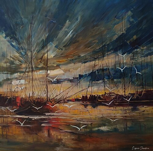 Beautiful Painting “Dance of Sky and Sails” by Evgeniya Duvakina, 絵画 for Sale on Singulart
