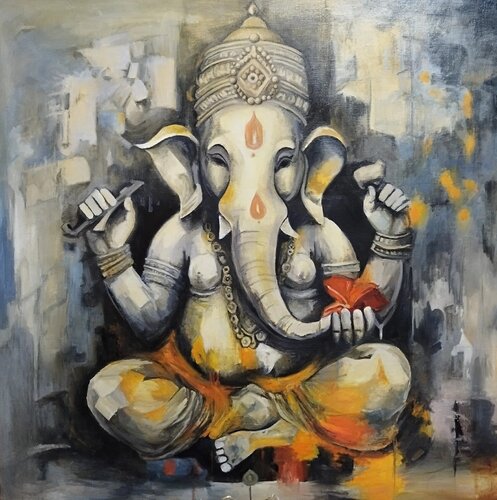 Painting: “The Dance of Ganesha. Flow Awakening” von Evgeniya Duvakina, Malerei kaufen auf Singulart