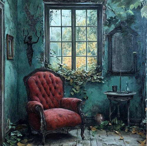 Oil Painting “The Room” Gallery-wrapped canvas par Evgeniya Duvakina, Peinture en vente sur Singulart
