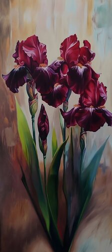 Premium Quality Oil Painting "Velvet Irises" van Evgeniya Duvakina, Schilderij te koop op Singulart