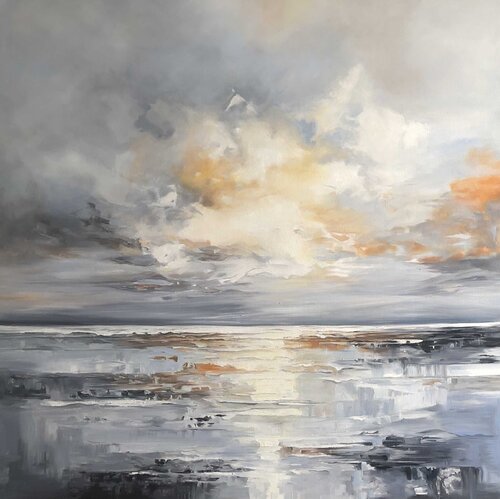 Exclusive Oil Painting "Golden Shore" par Evgeniya Duvakina, Peinture en vente sur Singulart