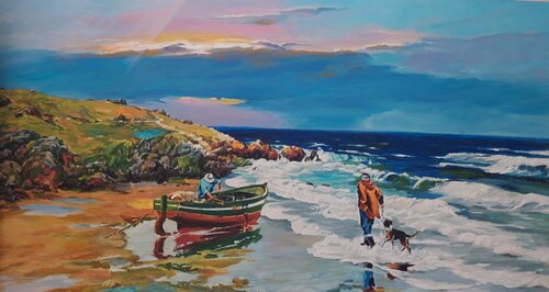 Bright Oil Landscape “By the Shore” von Evgeniya Duvakina, Malerei kaufen auf Singulart
