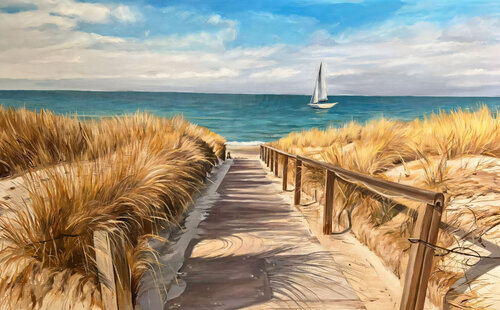 Premium Quality Oil Painting “Path to the Sea di Evgeniya Duvakina, Pittura in vendita su Singulart
