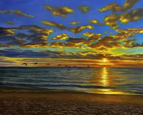Oil Painting "Golden Sunset" – Exclusive Artwork Evgeniya Duvakina
