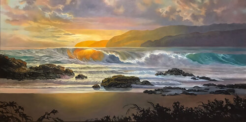 Large Oil Painting "Ocean Glow" von Evgeniya Duvakina, Malerei kaufen auf Singulart