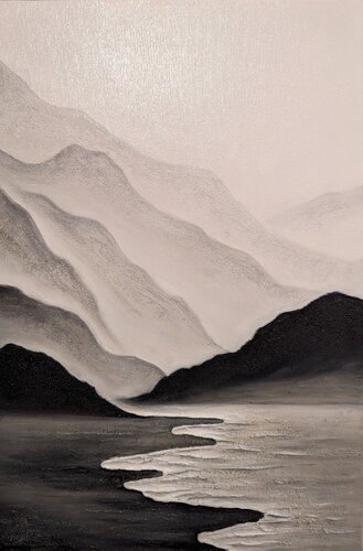 Oil Painting “Only Mountains Can Be Better Than Mountains” – Premium Artwork von Evgeniya Duvakina, Malerei kaufen auf Singulart