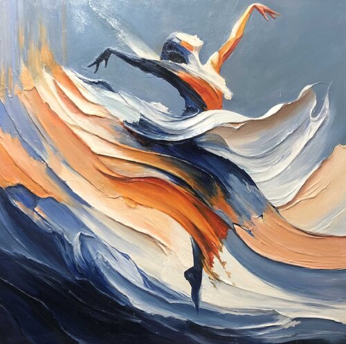 Oil Painting “Dancer in a Whirl of Colors” by Evgeniya Duvakina, Painting for Sale on Singulart