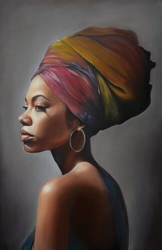 Fashionable Painting – Woman in Turban de Evgeniya Duvakina, Pintura a la venta en Singulart
