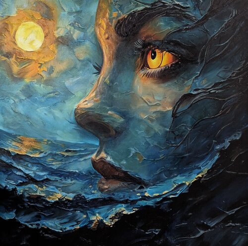Surreal Oil Painting Universe – Premium Art van Evgeniya Duvakina, Schilderij te koop op Singulart
