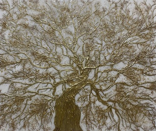 Textured Painting “Golden Tree of Life” van Evgeniya Duvakina, Schilderij te koop op Singulart