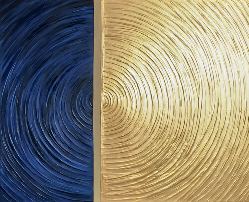 Textured Painting “Fusion of Elements” with Gold, Rich Art von Evgeniya Duvakina, Malerei kaufen auf Singulart