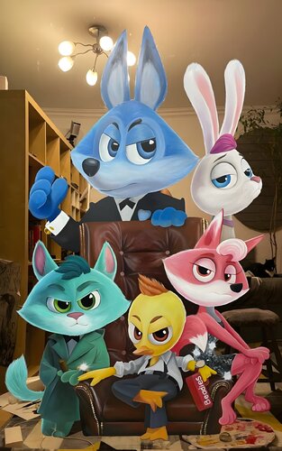 "Cartoon Bosses" — A Modern Luxury Oil Painting on Copper Canvas de Evgeniya Duvakina, Pintura a la venta en Singulart