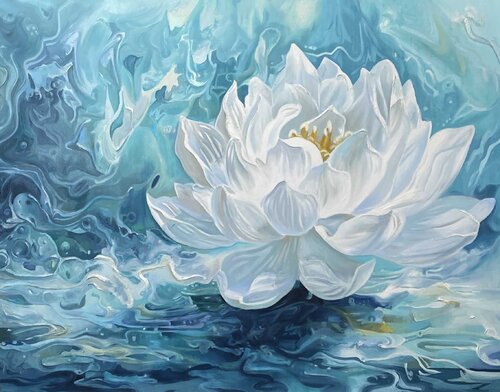 "White Lotus" — Premium Oil Painting von Evgeniya Duvakina, Malerei kaufen auf Singulart
