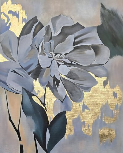 "Exquisite Beauty of the Flower" — Original Painting with Gold von Evgeniya Duvakina, Malerei kaufen auf Singulart