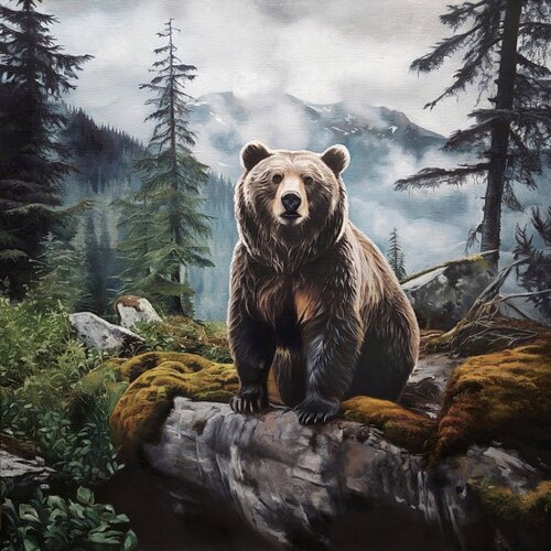 "Lord of the Mountains" — original concept, premium-class oil painting van Evgeniya Duvakina, Schilderij te koop op Singulart