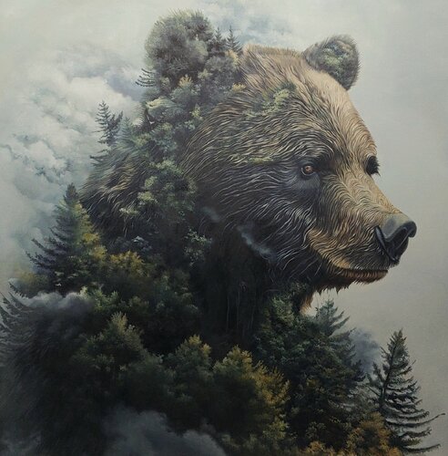 "Guardian of the Forest" — exclusive painting, premium canvas, handmade van Evgeniya Duvakina, Schilderij te koop op Singulart