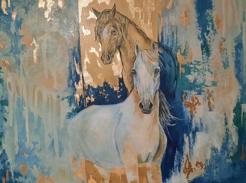 "Symbols of Happiness and Luck" — An Exclusive Premium Oil Painting van Evgeniya Duvakina, Schilderij te koop op Singulart
