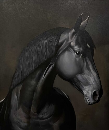 Oil painting “Aristocrat Horse” — exclusive luxury art, a premium original creation von Evgeniya Duvakina, Malerei kaufen auf Singulart