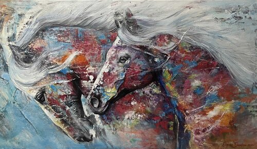 Vibrant Painting “Horses” – Premium Quality Evgeniya Duvakina