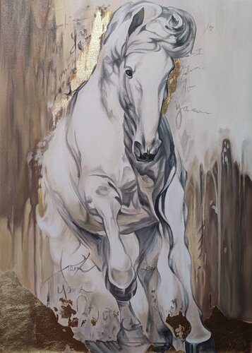 Premium Oil Painting “Luxurious Horse” van Evgeniya Duvakina, Schilderij te koop op Singulart