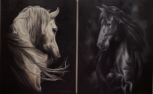Premium Diptych “Yin and Yang” par Evgeniya Duvakina, Peinture en vente sur Singulart