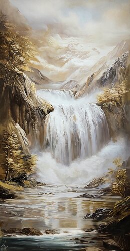 Oil Painting “Mountain Stream” — Exclusive Natural Landscape di Evgeniya Duvakina, Pittura in vendita su Singulart