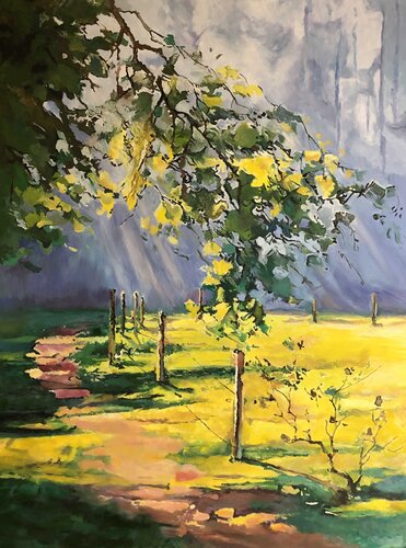 Oil Painting “Sunny Day” — Premium Interior Landscape by Evgeniya Duvakina, 油畫 for Sale on Singulart
