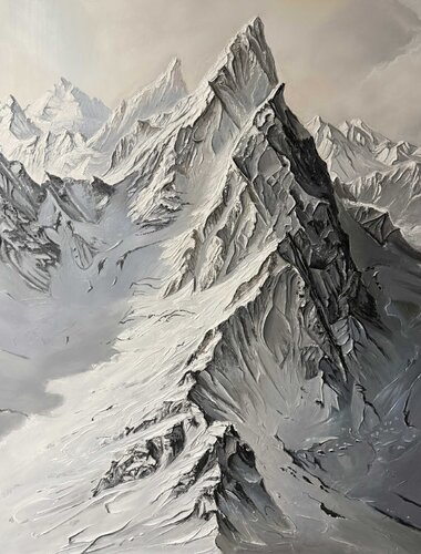 Oil Painting “Sharp Peak” — Exclusive Alpine Landscape in Textured Technique von Evgeniya Duvakina, Malerei kaufen auf Singulart