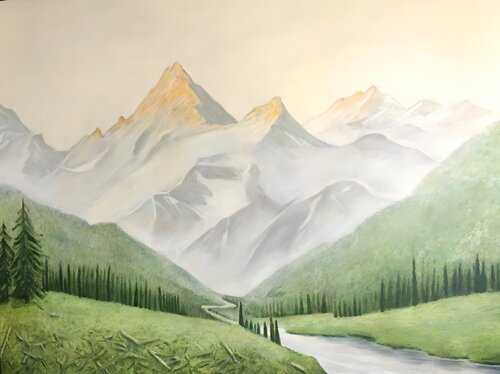 Oil Painting “Morning in the Valley” — Exclusive Light Landscape von Evgeniya Duvakina, Malerei kaufen auf Singulart