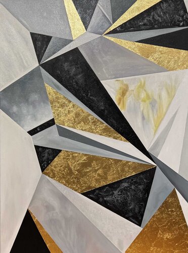 Oil Painting “Balance of Forms” — Exclusive Designer Abstract van Evgeniya Duvakina, Schilderij te koop op Singulart