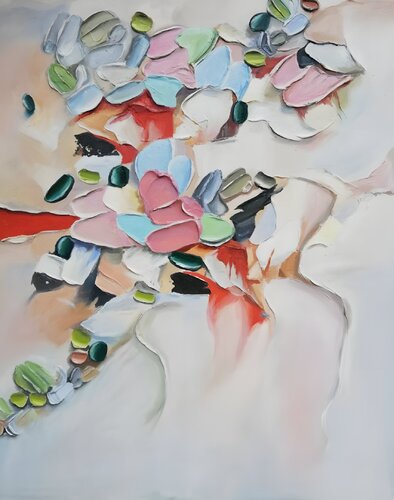Oil Painting — Exclusive Textured Abstract “Color Rhythm” van Evgeniya Duvakina, Schilderij te koop op Singulart