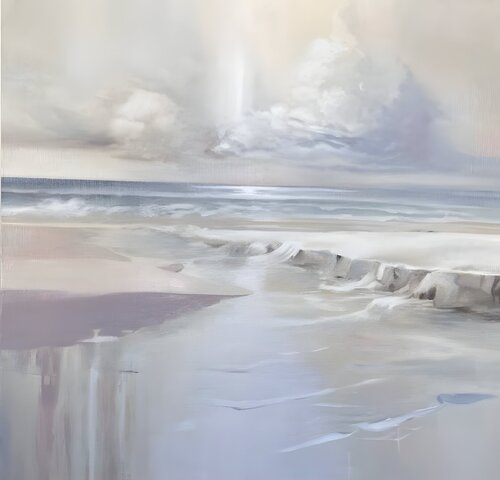 Exclusive Abstract Seascape “Northern Shore” par Evgeniya Duvakina, Peinture en vente sur Singulart