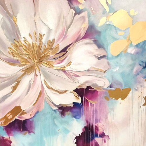 Oil Painting “Heart Flower” — Exclusive Floral Abstraction / Contemporary Floral Art Evgeniya Duvakina