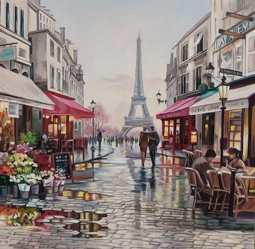 “Parisian Street — A painting from the “Mediterranean Symphony” series.” di Evgeniya Duvakina, Pittura in vendita su Singulart
