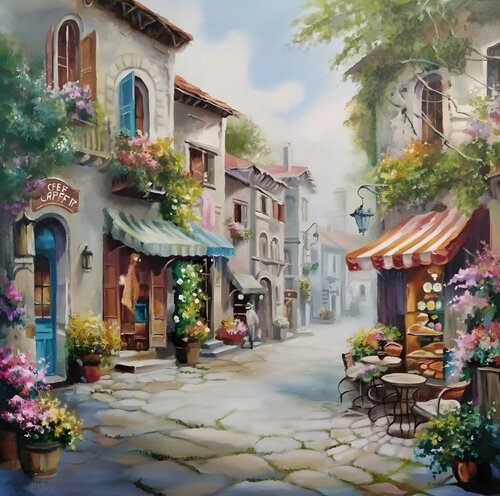 Oil Painting “When Light Touches the Petals, the City Fills with Life and Becomes Living Poetry of Color” von Evgeniya Duvakina, Malerei kaufen auf Singulart