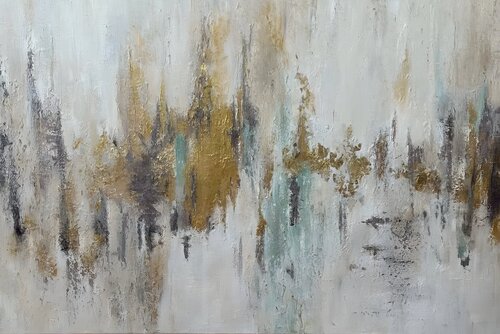 Golden Relic of Light — Premium Abstract van Evgeniya Duvakina, Schilderij te koop op Singulart