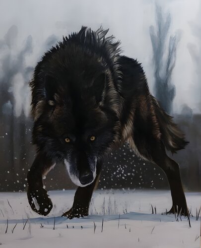 Oil Painting “Wolf. Premium Quality” by Evgeniya Duvakina, Painting for Sale on Singulart