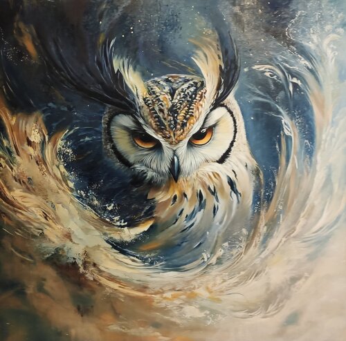 Oil Painting Owl — Exclusive de Evgeniya Duvakina, Pintura a la venta en Singulart