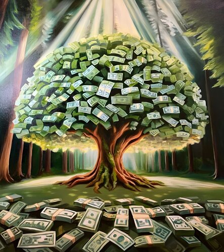 Oil Painting Money Tree of Abundance Premium Quality de Evgeniya Duvakina, Pintura a la venta en Singulart