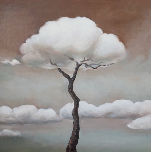 Oil Painting Tree in the Clouds Premium Quality par Evgeniya Duvakina, Peinture en vente sur Singulart