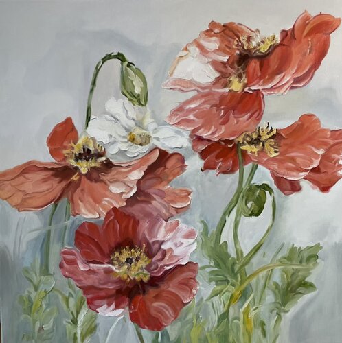 Oil Painting Poppies Premium Quality par Evgeniya Duvakina, Peinture en vente sur Singulart